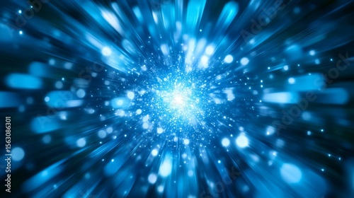 Abstract Blue Light Burst: A Celestial Explosion of Energy and Brilliance