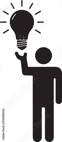 Man with light bulb idea icon for business concept illustration