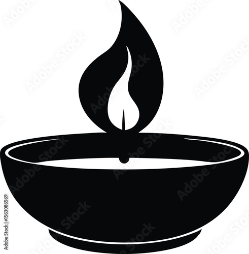  a burning tealight candle silhouette vector