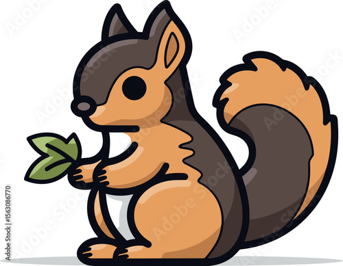 Adorable Squirrel Cartoon with Leaf - Nature's Charm!