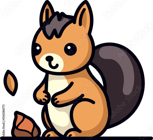 Charming Squirrel Cartoon with Nut: A Delightful Wildlife Illustration