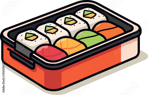 Colorful Sushi Bento Box: A Delicious Japanese Meal