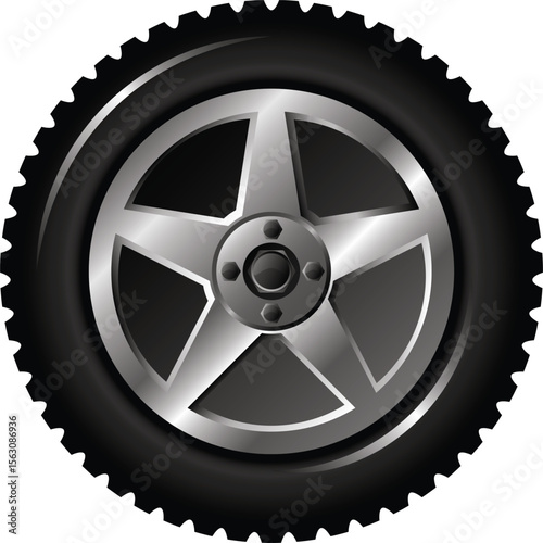 Car Wheel Vector with Alloy Rim – Tire and Rim Illustration