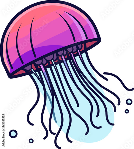 Colorful Jellyfish Illustration: Marine Life in Vibrant Hues