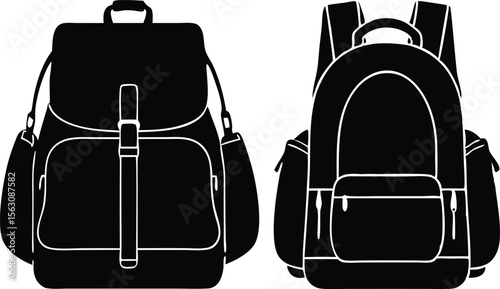 backpacks silhouette vector.