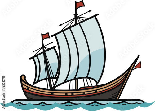 Vintage Sailboat on the Sea