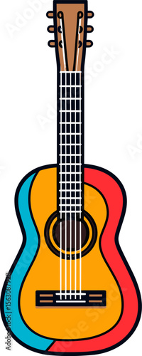 Vibrant Acoustic Guitar Illustration for Music Lovers