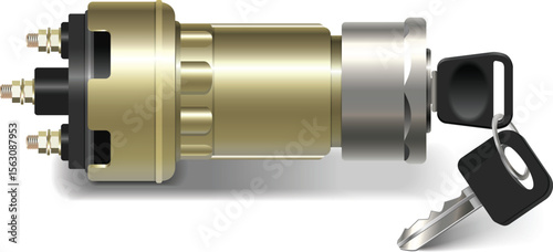 Car Ignition Switch with Key – Vector Auto Part Illustration