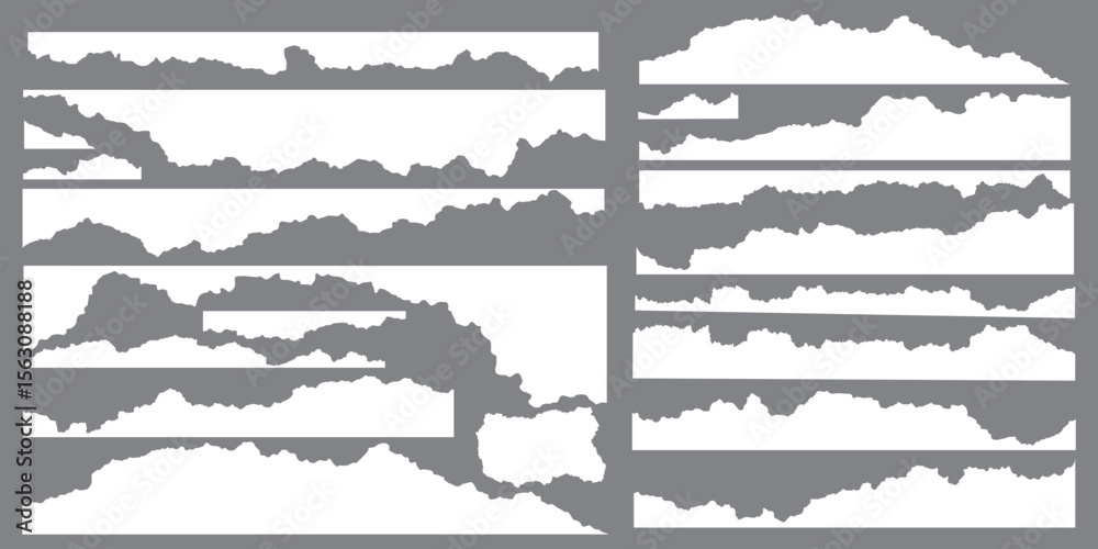 custom made wallpaper toronto digitalWhite realistic torn or ripped paper strip collection with grunge edges. Rips paper texture vector art background