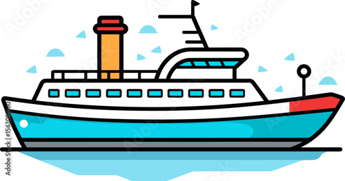 Vivid Ferry Boat Illustration on Water