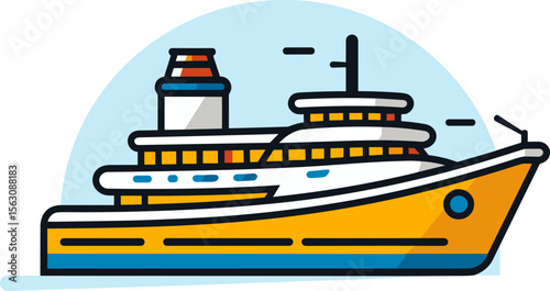 Stylized Ferry Boat Illustration