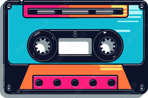 Vibrant Cassette Tape: A Retro Music Icon