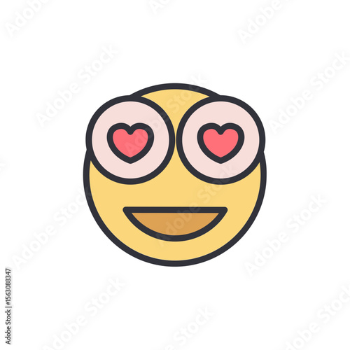 Cartoon Emoji With Heart Eyes Expressing Intense Feelings Of Love