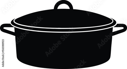 cooking pot with a lid silhouette vector