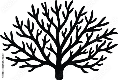coral branch displaying distinctive silhouette vector