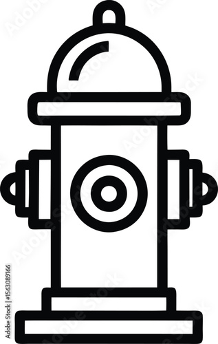 Solid black color icon of a traditional fire hydrant vector with PNG, JPEG
