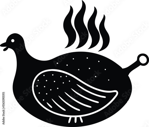 grilled chicken silhouette vector.