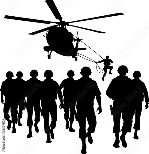 military, soldiers, helicopter, army, special forces,   vector  bundle