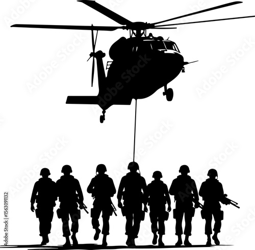 military, soldiers, helicopter, army, special forces,   vector  bundle