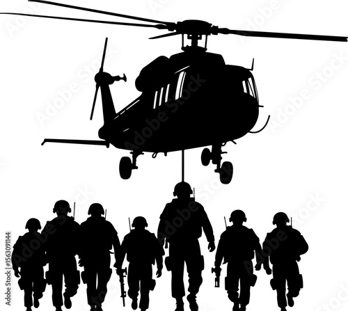 military, soldiers, helicopter, army, special forces,   vector  bundle