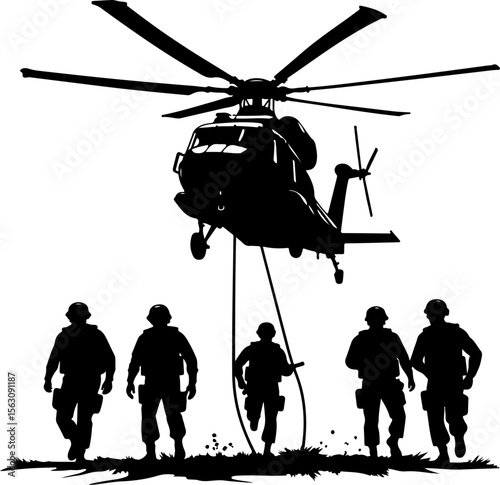 military, soldiers, helicopter, army, special forces,   vector  bundle