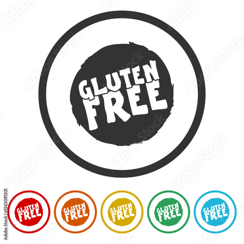 Gluten free circle icon. Set icons in color circle buttons