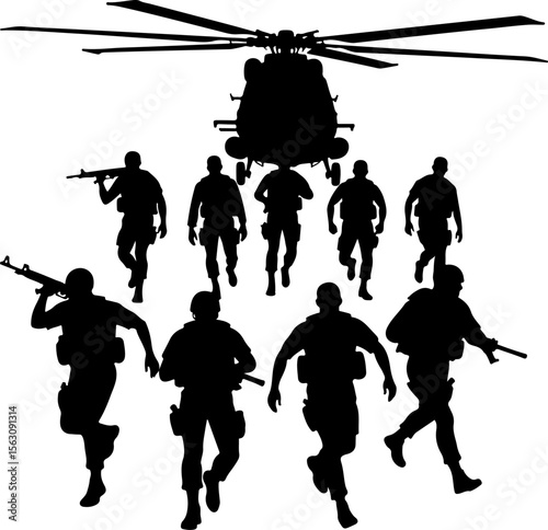 military, soldiers, helicopter, army, special forces,   vector  bundle