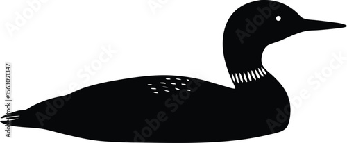 Tableau sur toile loon black silhouette style vector.