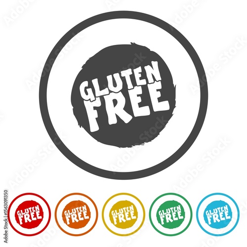 Gluten free circle icon. Set icons in color circle buttons