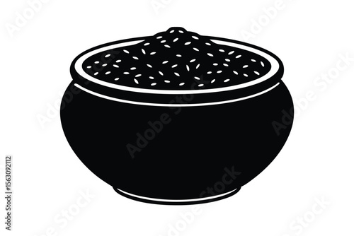 rice pot silhouette vector