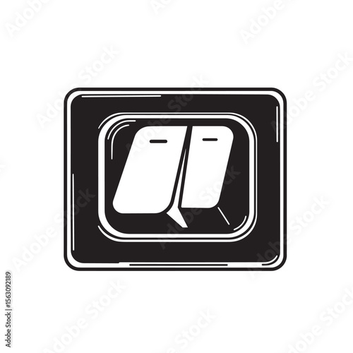 A stylized vector representation of an electric light switch featuring two illuminated panels as an ornament set
