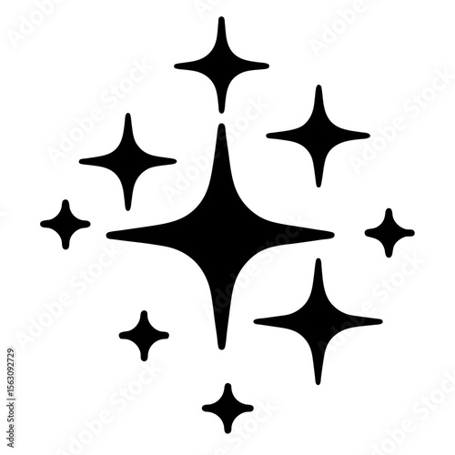 Group of Stylized Stars Symbolizing Cleanliness, Sparkle, Shine, or Positive Feeling