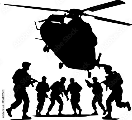 American Military Soldiers Army, and Helicopter Silhouette 