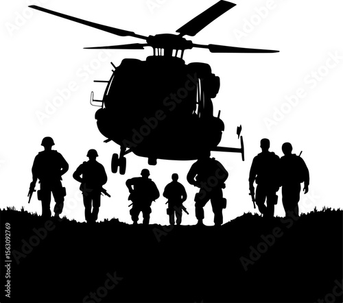American Military Soldiers Army, and Helicopter Silhouette 