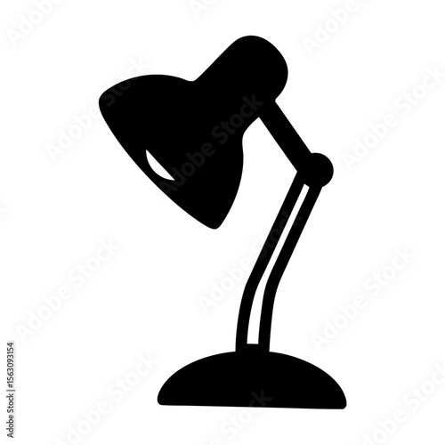 Silhouette of an adjustable desk lamp with a base and double arm