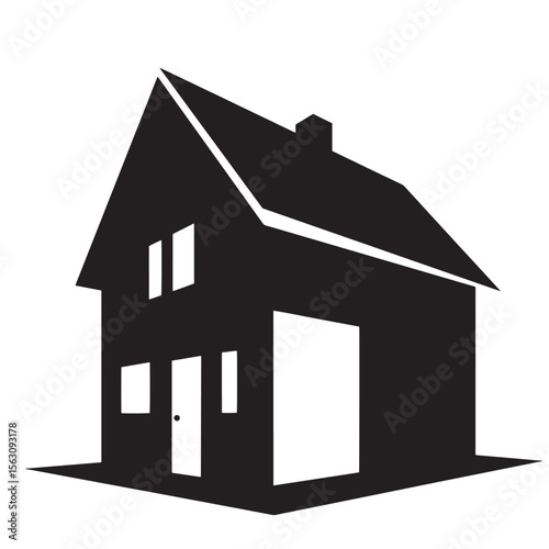 Black and white house silhouette simple building illustration symbol for real estate design and construction set