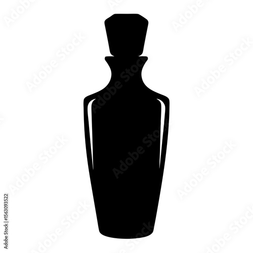 Elegant black glass decanter silhouette with a stopper, showcasing design