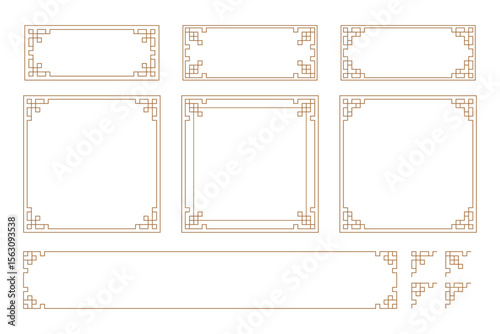 Traditional Asian and Korean Frames and borders Patterns vintage Set