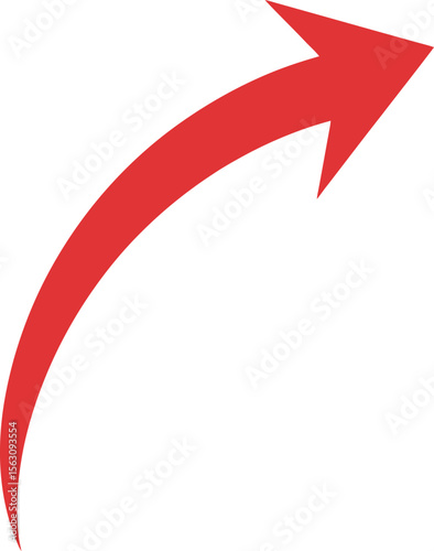 Red Upward Curved Arrow: Illustrating Growth, Progress, and Rising Trends.