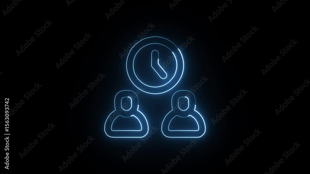 Glowing Meeting Time and Symbol in HD Video Neon Animation on Black Background Glowing Meeting Time and Symbol in HD Video Neon Animation on Black Background
