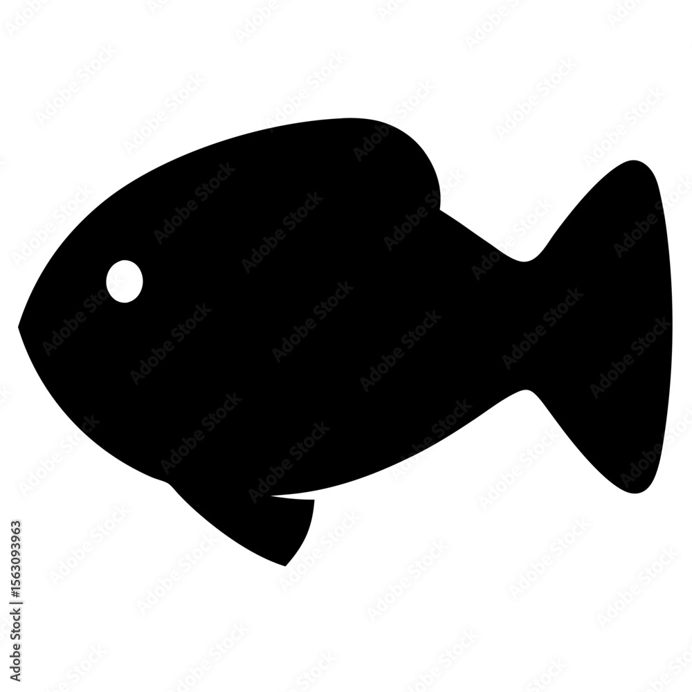 Obraz premium Simple black silhouette of a fish with a white eye in isolation