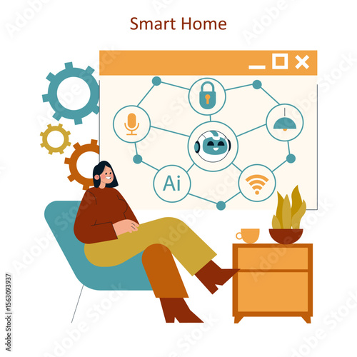 Ai Home. Flat Vector Illustration