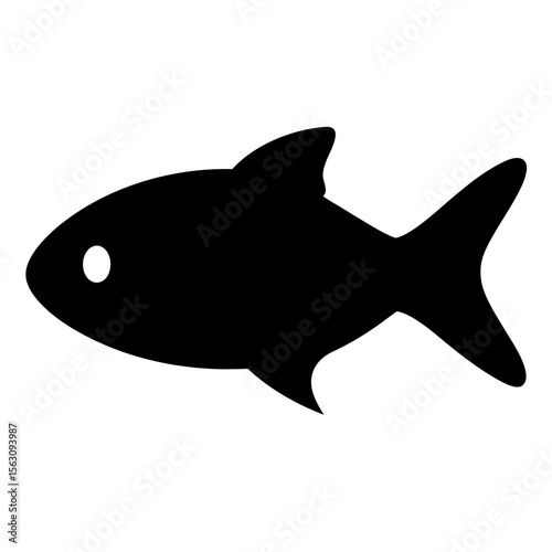 A simple silhouette of a generic fish swimming to the right side