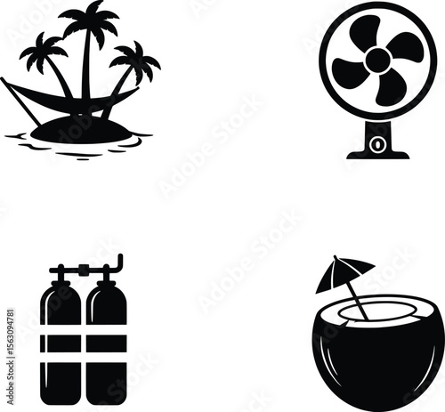 Beach Relaxation, Tropical Island, Cool Drinks, Fun Environment, Graphic Design