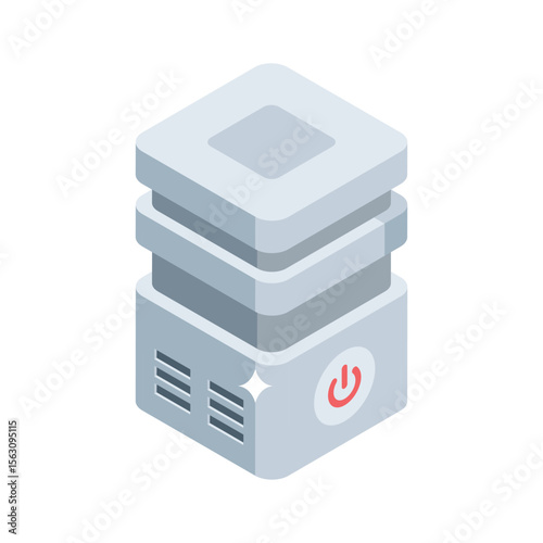 An elegant isometric style icon showing server rack setup
