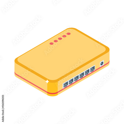An eye-pleasing isometric icon showing usb hub connection