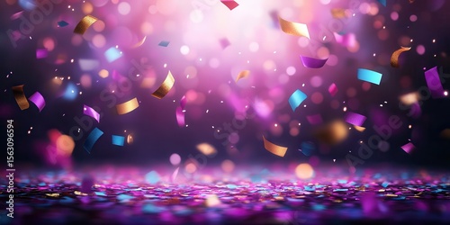 Wallpaper Mural A vibrant display of colorful confetti raining down against a soft focus purple background, creating a festive and celebratory mood perfect for any joyful occasion. Torontodigital.ca