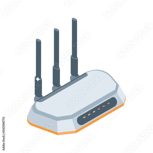 Check out this isometric icon showing router network device