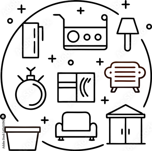 Home Essentials Icon Set – Minimal Line Art Style