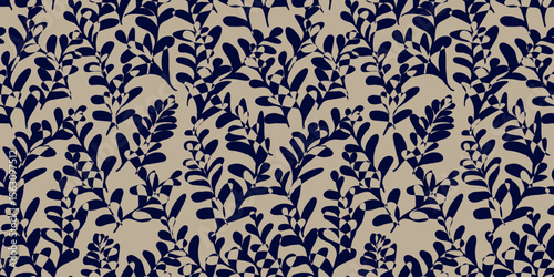 Botanical illustration background. Seamless pattern.Vector. 有機的なイラストパターン
